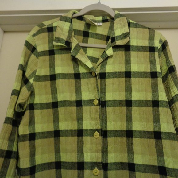 BRAT GIRL SUMMER COWGIRL MILL VALLEY CLOTHING COMP GREEN & BLACK PLAID SHIRT X… - Picture 4 of 5